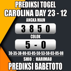 Prediksi CAROLINA DAY 23 Desember 2023