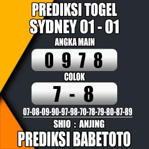 Prediksi SYDNEY 01 Januari 2024