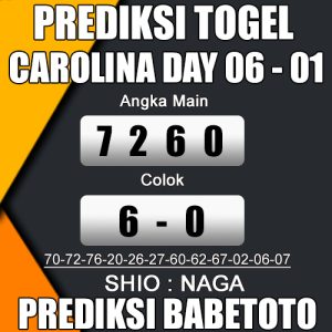 Prediksi CAROLINA DAY 06 Januari 2024