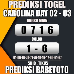 Prediksi CAROLINA DAY 02 Maret 2024