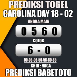 Prediksi CAROLINA DAY 18 Februari 2024