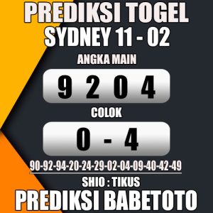 Prediksi SYDNEY 11 Februari 2024