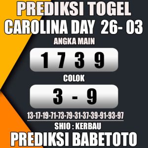 Prediksi CAROLINA DAY 26 Maret 2024