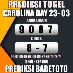 Prediksi CAROLINA DAY 23 Maret 2024