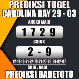 Prediksi CAROLINA DAY 29 Maret 2024