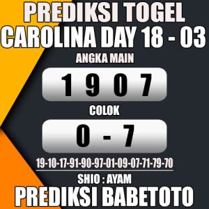 Prediksi CAROLINA DAY 18 Maret 2024