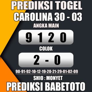 Prediksi CAROLINA DAY 30 Maret 2024