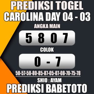 Prediksi CAROLINA DAY 04 Maret 2024