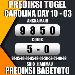 Prediksi CAROLINA DAY 10 Maret 2024