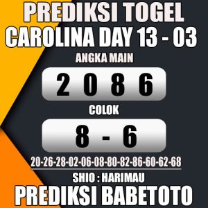 Prediksi CAROLINA DAY 13 Maret 2024