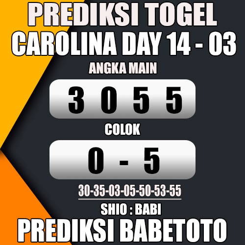 Prediksi CAROLINA DAY 14 Maret 2024