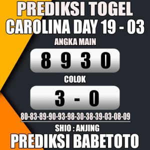 Prediksi CAROLINA DAY 19 Maret 2024