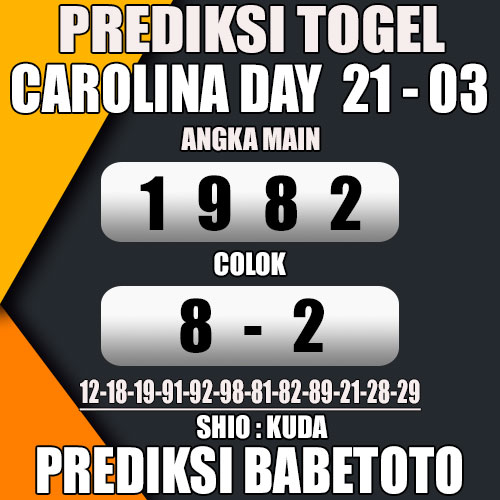 Prediksi CAROLINA DAY 21 Maret 2024