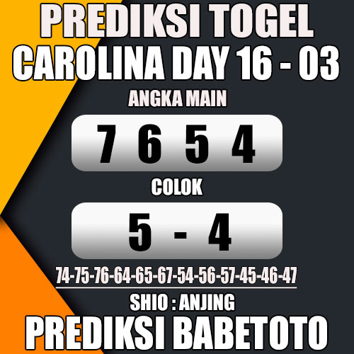 Prediksi CAROLINA DAY 16 Maret 2024