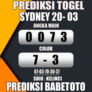 Prediksi SYDNEY 20 Maret 2024