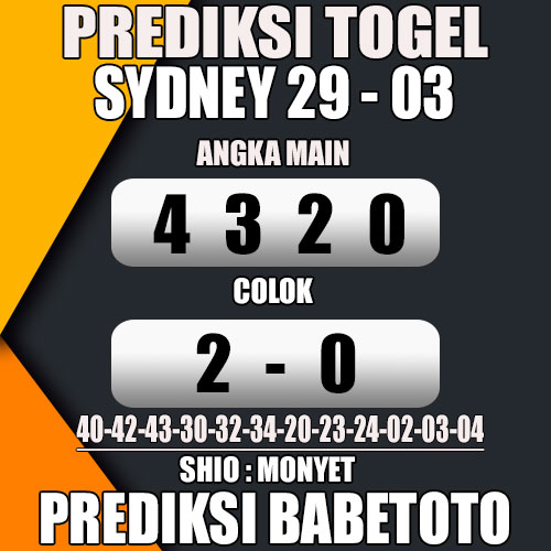 Prediksi SYDNEY 29 Maret 2024