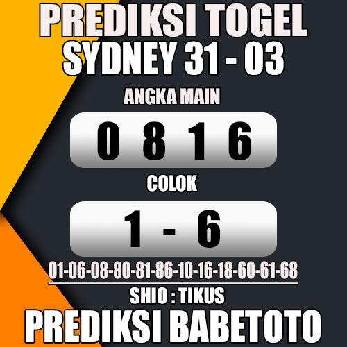 Prediksi SYDNEY 31 Maret 2024