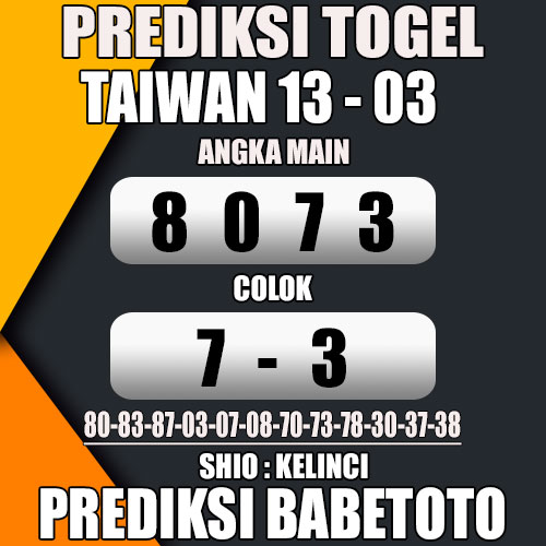 Prediksi TAIWAN 13 Maret 2024