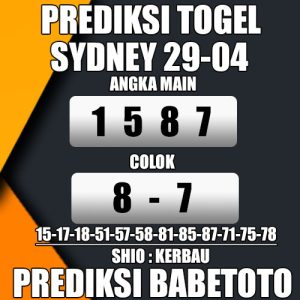 Prediksi SYDNEY 29 April 2024