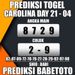 Prediksi CAROLINA DAY 21 April 2024