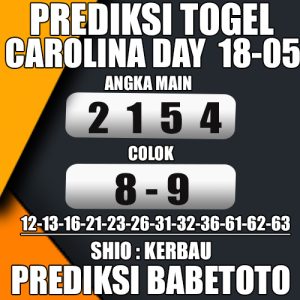 Prediksi CAROLINA DAY 18 Mei