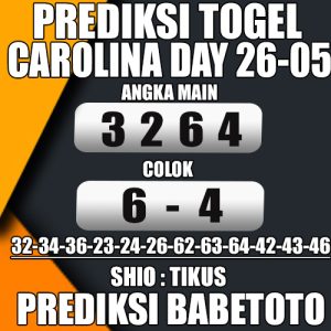 Prediksi CAROLINA DAY 26 Mei 2024