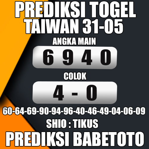 Prediksi TAIWAN 31 Mei 2024