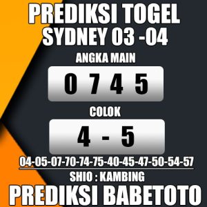 Prediksi SYDNEY 03 Mei 2024