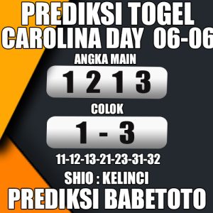 Prediksi CAROLINA DAY 06 Juni 2024