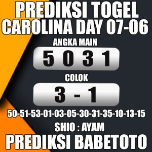 Prediksi CAROLINA DAY 07 Juni 2024