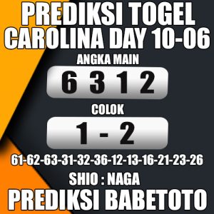 Prediksi CAROLINA DAY 10 Juni 2024