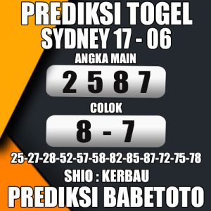 Prediksi SYDNEY 17 Juni 2024