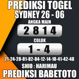 Prediksi Sydney 26 juni 2024