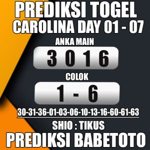 Prediksi CAROLINA DAY 01 Juli 2024