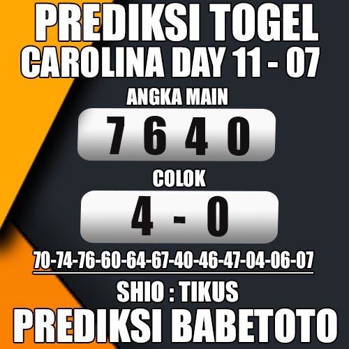 Prediksi CAROLINA DAY 11 Juli 2024