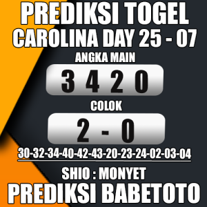 Prediksi CAROLINA DAY 25 Juli 2024