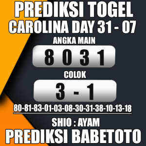 Prediksi CAROLINA DAY 31 Juli 2024