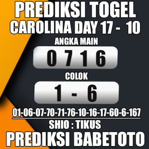 Prediksi CAROLINA DAY 17 Oktober 2024