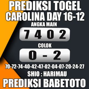 Prediksi CAROLINA DAY 16 Desember 2024